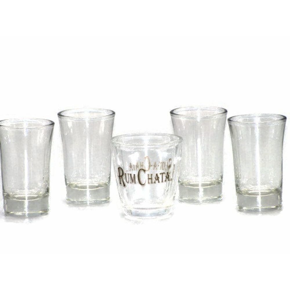 Set of Five Shot Glasses One Divided in Center